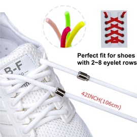 Olukssck [2 Pairs] No Tie Elastic Shoelaces - Tieless Shoe Laces for Kids, Adults, One Size Fit All, White