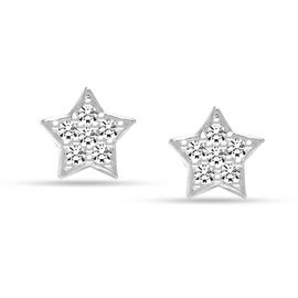 Charmsy 18K Gold-Plated CZ Star Dainty Mini Stud Earring for Women Silver Star Earrings for Teen Hypoallergenic Lightweight Jewelry