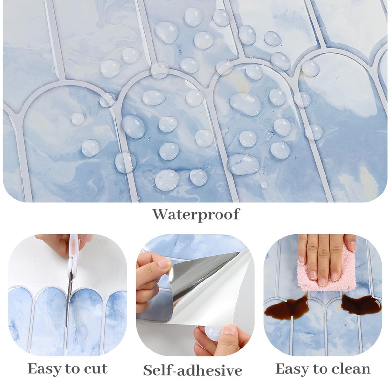 VaryPaper 10 Sheets Long Fish Scale Peel and Stick Backsplash
