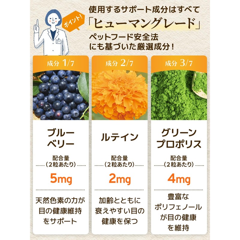 毎日愛眼 猫 目 サプリ 国産 無添加 成分量明記【7成分配】 ブルーベリー ルテイン グリーンプロポリス