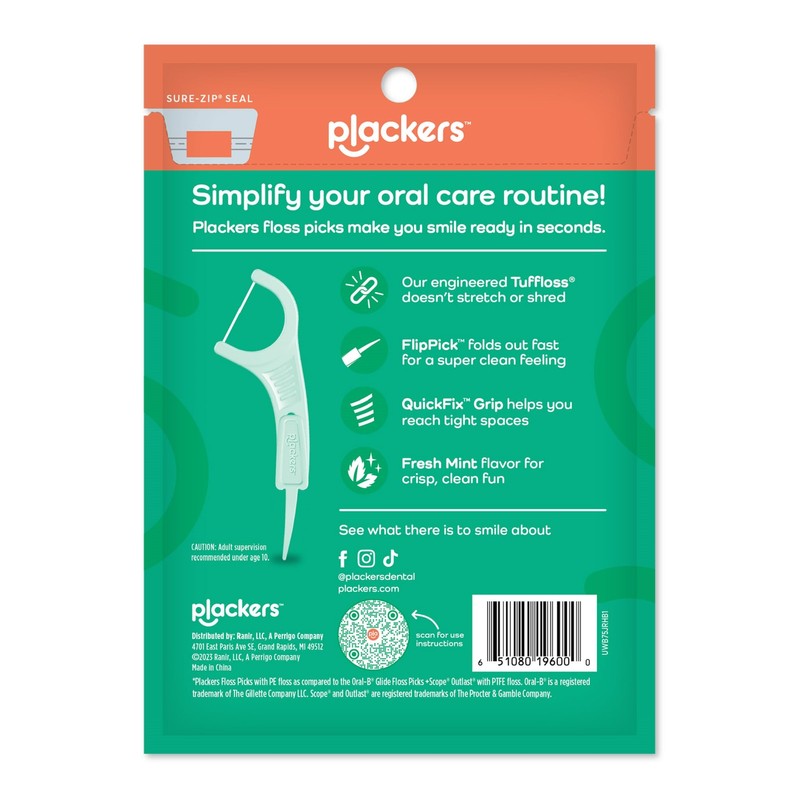 Plackers Micro Line Dental Floss Picks, Fold-Out FlipPick, Tuffloss, Easy