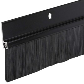 Black Aluminum & Long-Brush Door Sweep – 3 ft (36″) – Seals Gaps Up to 2″ – Pre-Drilled with Color-Matched Screws – All-USA Made Weatherseal for Doors, Garage, Exterior & Interior