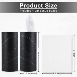 SINGARO SINGARO Car Tissue Holder, 4 Pack Car Cup Holder Facial Tissues with Kleenex Travel Tissue Bag, Quick and Convenient Flower Combination Car Tissue Box(4 Canisters/200 Tissues) Black