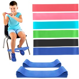 Pack of 6 Stretchy Chair Bands for Children, Colourful Flexible Seat Belts, Springy Stress Bands, Sensory Stretch Foot Bands, ADHD Tools for Children with Fidget Feet, Autism
