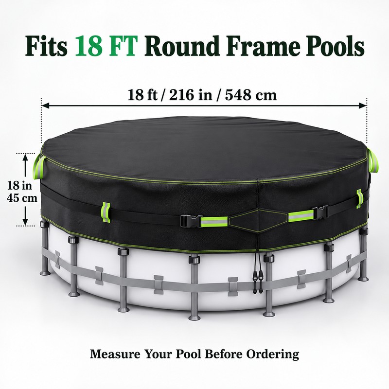 18FT Round 500D Winter Above Ground Pool Cover with Windproof