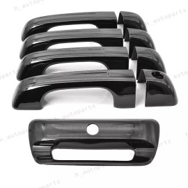 CNPAPC For 2019-2023 Ram 1500 GLOSS BLACK 4 Dr Handle + Tailgate Covers W/O Smartkey