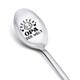 Best Grandpa Spoon for Men Papa Father Day Gifts for Grandfarher Granddad Anniversary Birtnday Gift for Ice Cream Lover Gifts for New Bonus Grandpa Coffee Spoon Engraved for Tea Lover Gift