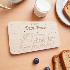 Wooden Breakfast Board Personalised Here Crumbles Wooden Board for Children Gift Baby Christening Gift Wooden Board Breakfast Board with Engraving