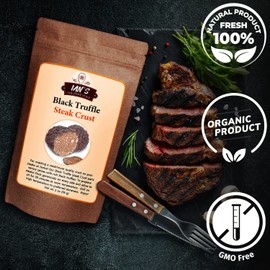 IAN's Black Truffle Steak Crust (2oz) - Great on Steaks, Burgers, Meat, Beef & More! - Truffle Steak Seasoning, Black Truffle Salt for Steakhouse Quality Crust - Ians Spices 100% Made in the USA