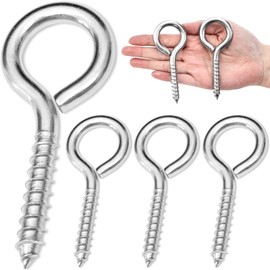 4PCS 4 inches Screw Eyes M8 304 Stainless Steel Eye Screws, Heavy Duty Screw, Eye Hooks Screw Eye Bolts Eye Hooks Screw, Indoor & Outdoor Uses (4, M8-4inch)