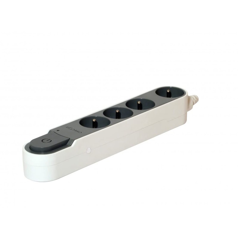 Chacon 4-Way Power Strip with Surge Protection and Off Switch