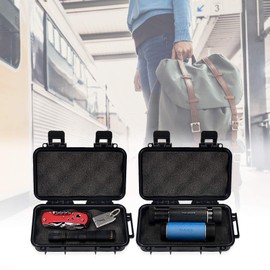 Yosoo Health Gear Survival Storage Box, Waterproof Dry Storage Box Shockproof Case Storage Organizer with 2 U-Shape Buckle for Fishing Camping Hiking(Black-L)
