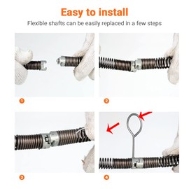 iMeshbean Drain Cleaning Cable 45 Feet x 7/8 Inch Hollow Core Cable Sewer Cable Drain Auger Cable Cleaner Snake Clog Pipe Drain Cleaning Cable Sewer Drain Auger Snake Pipe