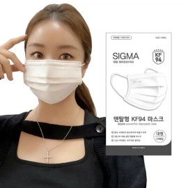 Sigma 시그마 KF94 덴탈형 여름 방역 마스크 대형 화이트 100매입 Sigma KF94 Dental-Type Summer Protective Mask Large White 100 Pieces