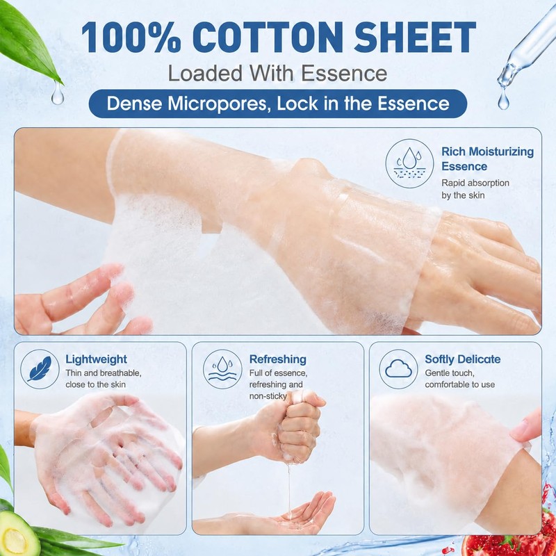 18PCS Face Masks Skincare,Hydrating Sheet Face Masks Skincare for Women