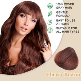 iemokoda Cherry Brown Hair Dye Shampoo 3-in-1, Natural Hair Color for Women & Gray Hair, Instant Hair Dye & Hair Care in 15 Minutes, Bubble Plant Hair Colors for All Hair Types, Shampoo Para Canas
