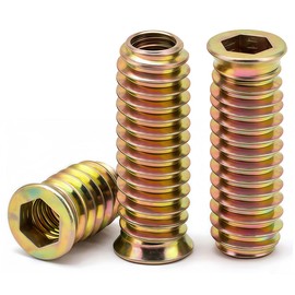 Drenky Screw-in Nut M8, M8 x 30 mm Threaded Insert Wood Screw Nuts, Screw-In Sleeves Galvanised Hexagon Socket, Screw Sleeve Threaded Insert Nuts for Wooden Furniture, Pack of 20