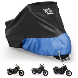 KEMIMOTO Motorcycle Cover Waterproof for Rebel 250/500/1100 Heavy Duty Outdoor Sunlight Rain Snow Dust 300D Oxford All Weather Protection Motorbike Cover Storage with Lock Hole Storage Bag Fits