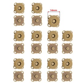 HappyHome 10 Pairs Magnetic Buttons Sew on Type Magnetic Buttons Antique Gold Fasteners DIY Craft (14mm)