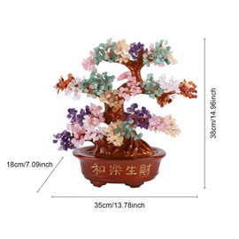 Feng Shui Money Tree, Crystal Quartz Lucky Tree, Healing Crystal Gemstone Bonsai Tree for Wealth/Fortune and Luck, Good Luck Gift for Mother’s Day, Business Gift, Office Home Decor (Mix-Gemstone)