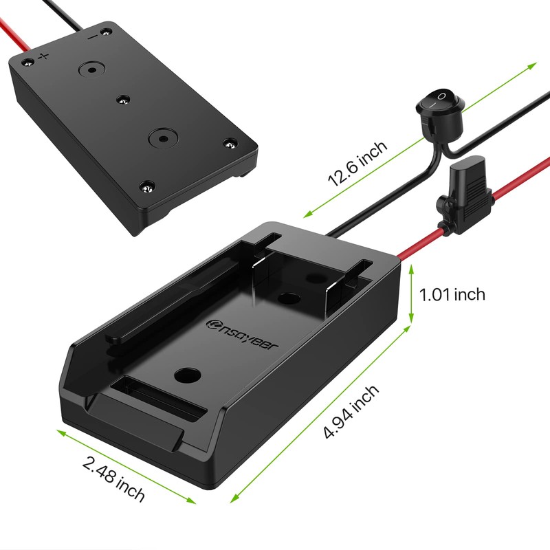 Ensayeer Power Wheel Adapter with Fuse & Switch, Secure Battery
