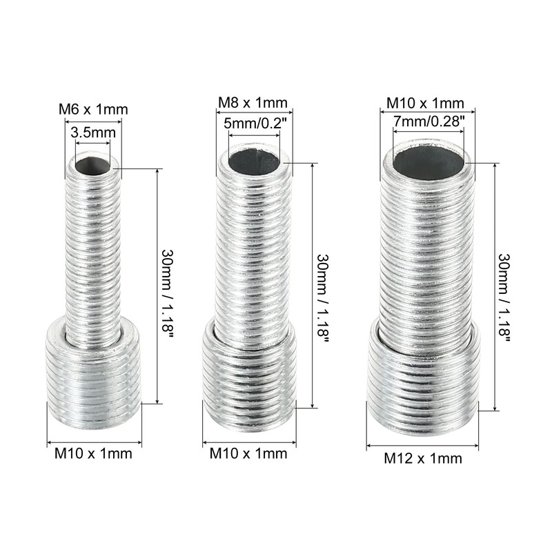 PATIKIL M10/M12 to M6/M8/M10 Reducing Screw, 6 Pack 30mm Long