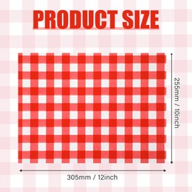 100 Sheets Checkered Deli Paper 12 x 10 Inch Sandwich Paper Waxed Grease Resistant Food Basket Liners for Wrapping Bread, Hamburgers, Hot Dogs, Fast Food(Red and White)