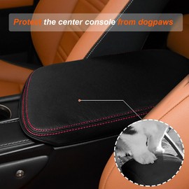 DEYTOP Center Console Cover for Lexus NX NX200t//NX300NX300h 2015-2021 Accessories Car Armrest Cover for Lexus NX NX300h/NX300/NX200t 2021 2020 2019 2018 2017 2016 2015 (Black with Red Stitches)