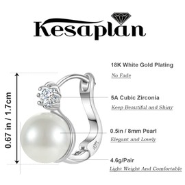 Pearl Earrings for Women 14K Gold Plated Hypoallergenic Pearl Earrings 5A Cubic Zirconia Dangle Earrings Elegant Jewelry, Yellow Gold, Cubic Zirconia