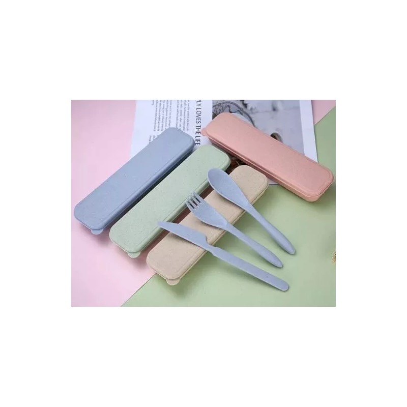 Clicmania Set Cubiertos Portatiles De Fibra De Trigo Libre Bpa