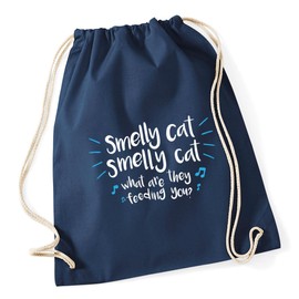 Hippowarehouse Smelly cat smelly cat what are they feeding you Drawstring Cotton School Gym Bag 37cm x 46cm, 12 litres