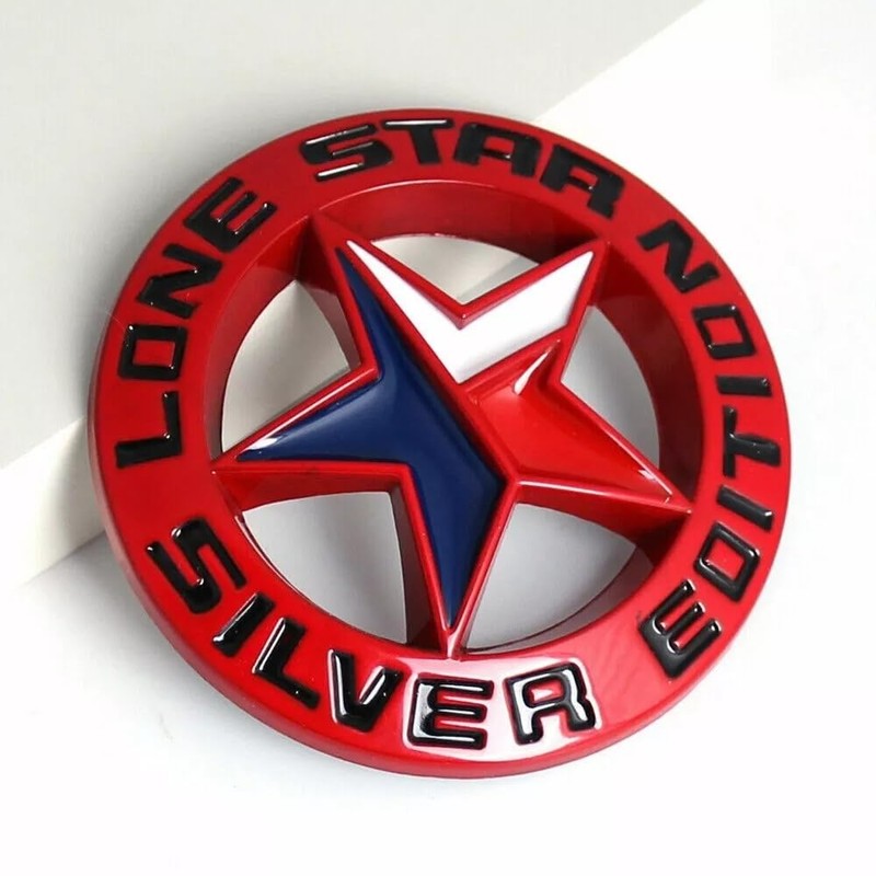 Pair Set Lone Star Silver Edition Texas Metal Badge Emblem