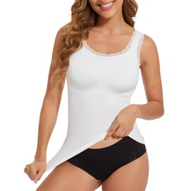 Joyshaper Shape Undershirt Women's Body Shaper Tummy Control Shaping Vest Tank Top Shirt Camisole Shaping Tops for Women Figure Shaping, White#02