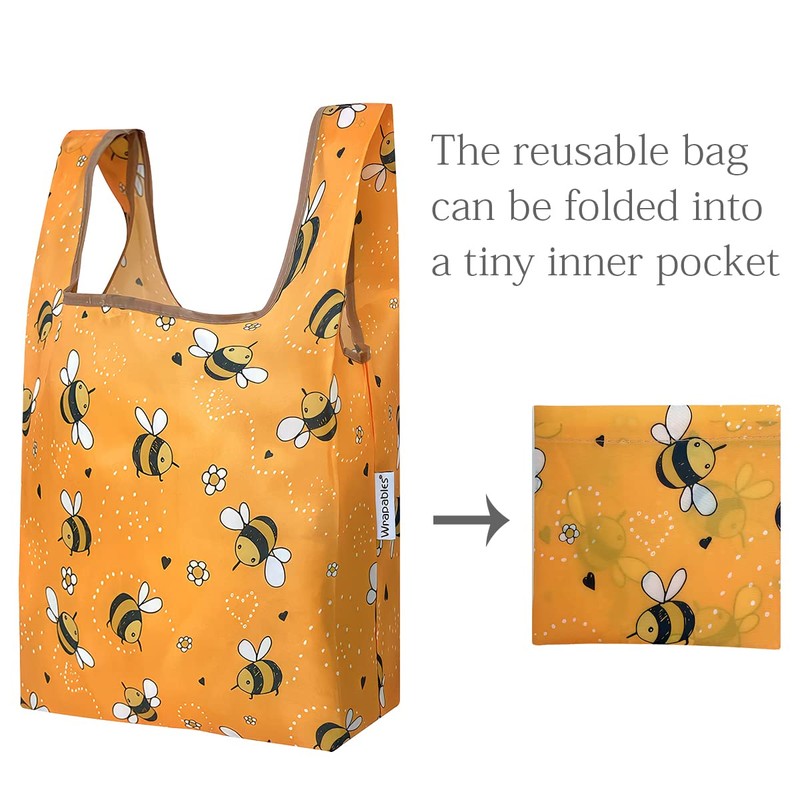 Bowbear Fun & Foldable Small JoliBag Reusable Shopping Bag, Bees