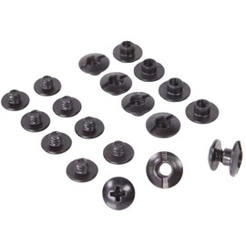 1/8" Black Chicago Screws & Binding Posts Fasteners for Leather Straps/Belts, Kydex Holster/Sheath Repair or Rivet Parts Replacement, Thru Hole Open Slot Design. Made in USA (10 Pack, Standard Head)