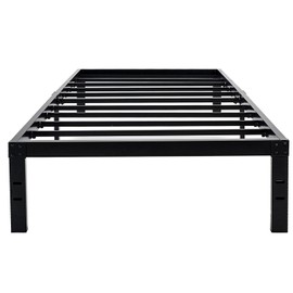 45MinST 14 Inch Reinforced Platform Bed Frame/3500lbs Heavy Duty/Easy Assembly Mattress Foundation/Steel Slat/Noise Free/No Box Spring Needed, Twin XL
