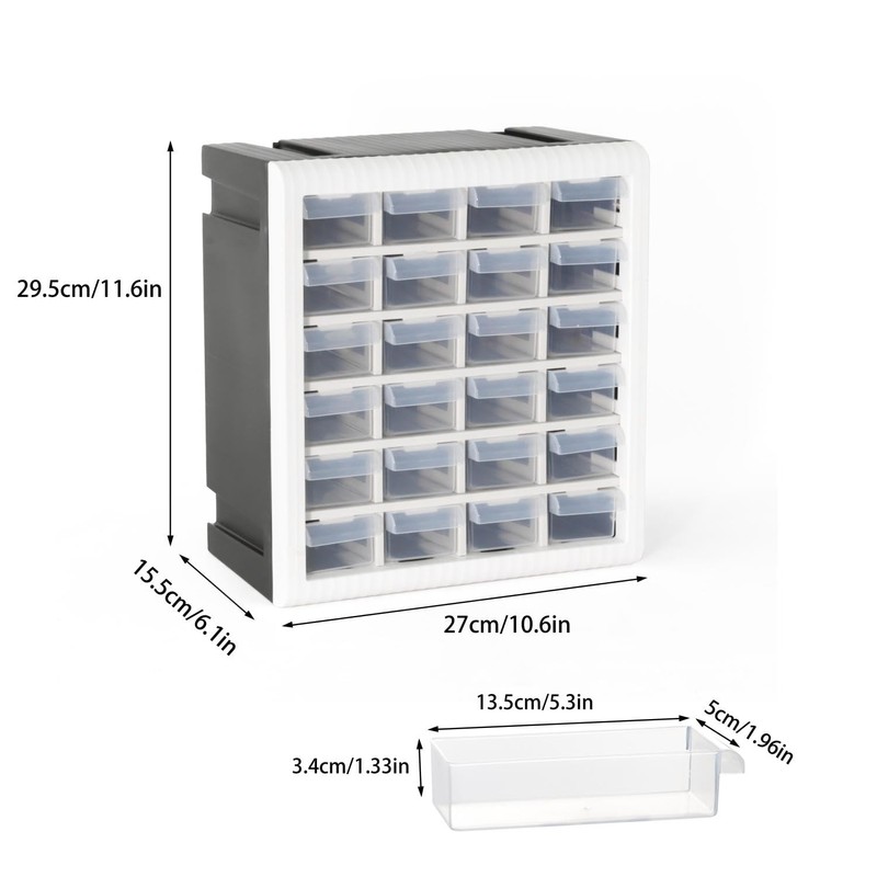 Gonice Craft Cabinet Storage, Hardware Storage Organizer, 24 Drawer Plastic