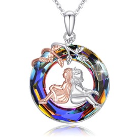 OHAYOO Volcanic Crystal Sister Necklace 925 Sterling Silver Rose Gold Necklace, Heart-Shaped Friendship Jewelry Gift for Women, Soul Sisters & Best Friends, Perfect for Summer Vacation July Deals