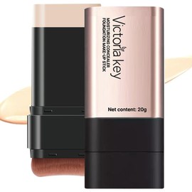 MIRUOKOU (2025 Newest Dual Head Design) Foundation Stick with Brush, Women's, Men's Stick Type Foundation, M-Shaped Brush Head, Multiple Uses in One Point, High Fit, Waterproof, Sweatproof, Easy