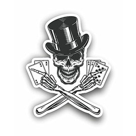 AMA SHOP Sticker PVC Shaped Skull with Poker Cards | Car Stickers | Sticker for Helmet, Motorcycle, Camper | Auto tuning