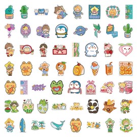60 Pcs Cute Stickers, Cartoon Animal Aesthetic Decals, Vinyl Waterproof Stickers for Kids, Teens, Girls, Adults, for Waterbottle, Laptop, Phone