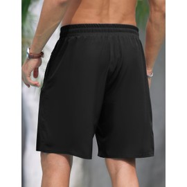 Cysincos Mens Swim Trunks with Compression Liner 7" 2 in 1 Quick Dry Swimming Swimwear Board Shorts with Zipper Pockets Black L