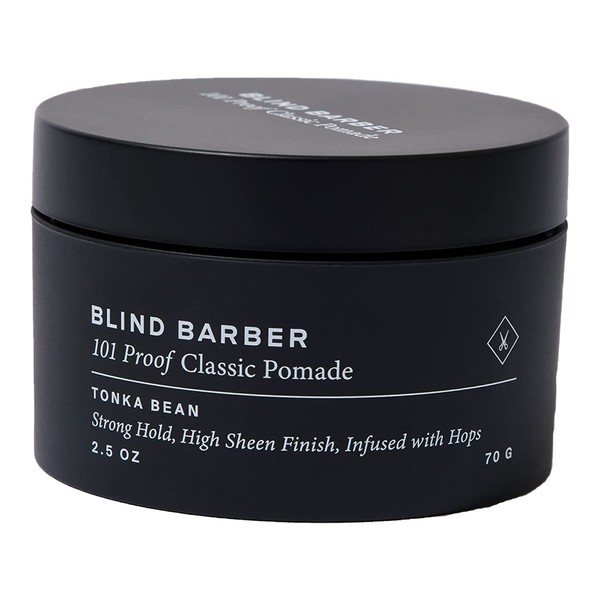 Pomade Men's Water-Based BLIND BARBER 101 Proof Classic Pomade (Strong Hold/Glossy) Styling Hair Wax Cream Glossy Prevents Dandruff / Functional Pomade for Care While Styling, Gift