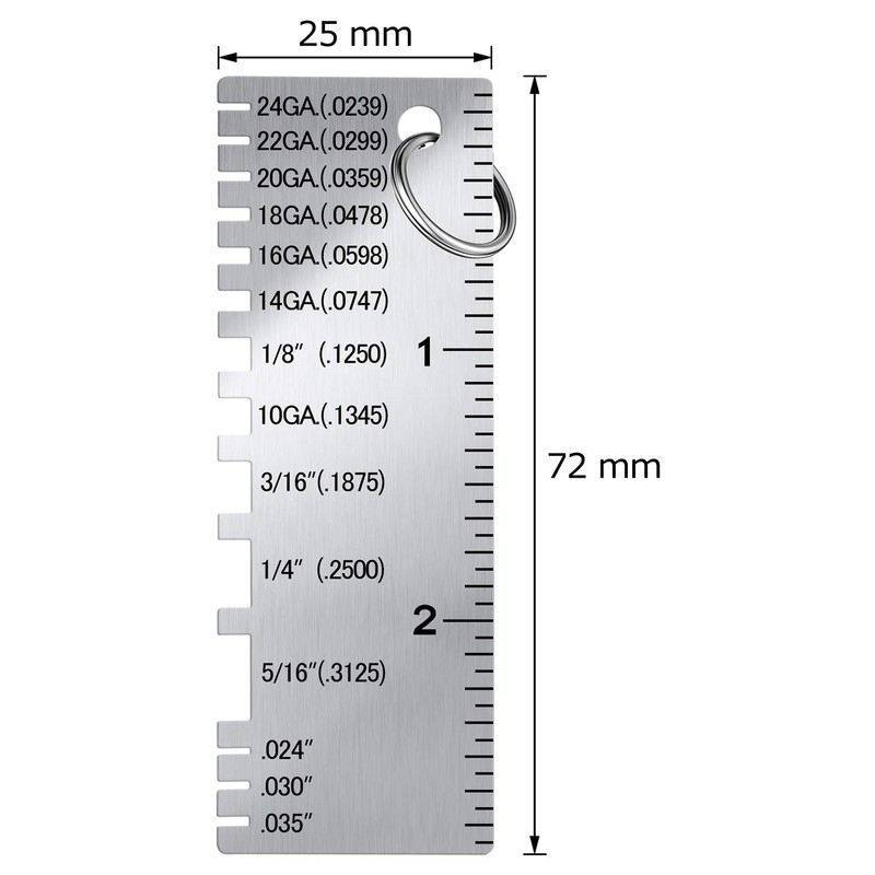 Weewooday 3 Pcs Wire/Metal Sheet Thickness Gauge Metal Tool Stainless