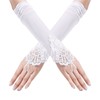 Andiker Fingerless Long Evening Gloves, Opera Elbow Lace Satin Gloves,