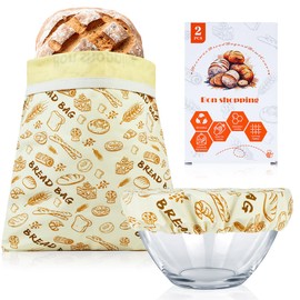 Beeswax Bread Bag Bowl Cover - Large Reusable Organic Cotton Sourdough Bags Suitable for Picnics Camping Kitchen Ideal Gift for Bakers Sourdough Lovers (Bread Storage and Dough Proofing) 17 * 13 In