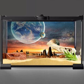 AWERT 48x24 inches Galaxy Aquarium Background Space Theme View of The Planets from Earth Fish Tank Background Hot Desert Terrarium Background