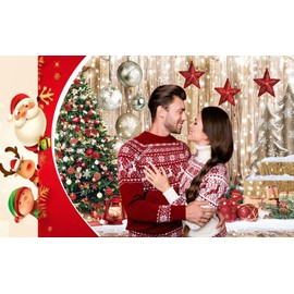 CHAIYA 7X5FT Christmas Backdrop Wood Floor Backdrop Winter Snow Xmas Tree Gift Christmas Family Party Background New Year Party Decoration Backdrop CY280