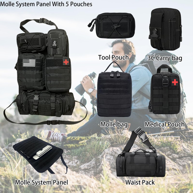 MEAUTELE 6 Pack Tactical Molle Car Seat Back Organizer Tactical