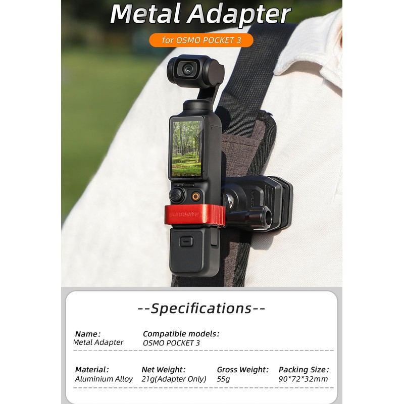 Honbobo Extend Tripod Mount Adapter for DJI Pocket 3 Metal